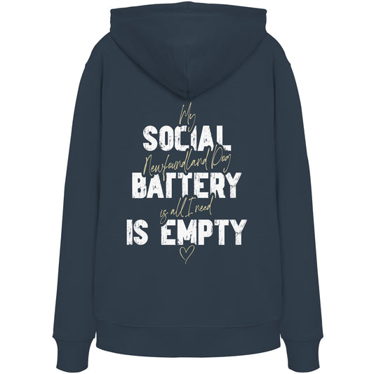 Social Battery Is Empty - Neufundländer - Organic Hoodie
