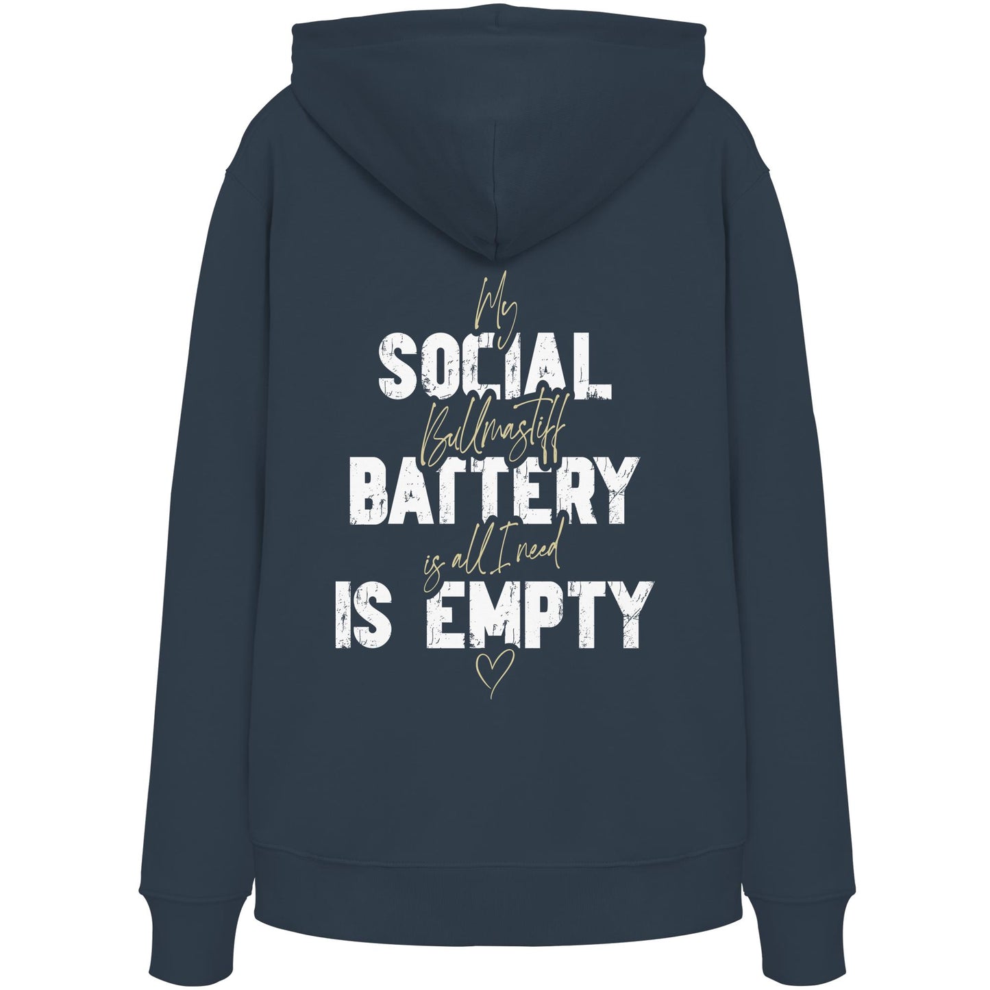 Social Battery Is Empty - Bullmastiff - Organic Hoodie