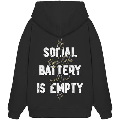 Social Battery Is Empty - Collie - Organic Oversize Hoodie