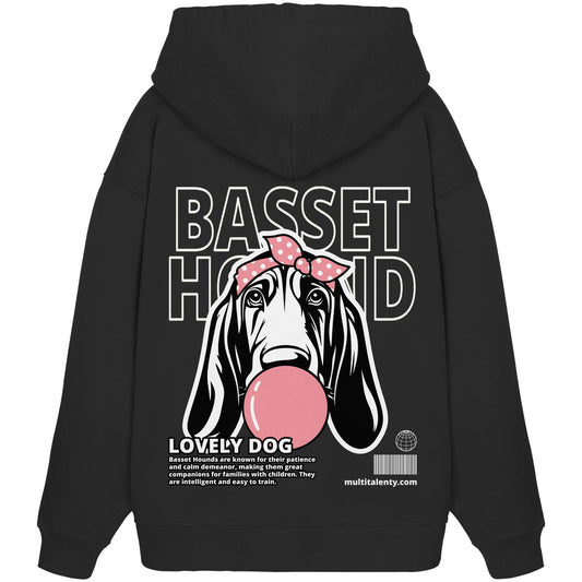 Bubble Gum Basset Hound (rosa) - Organic Oversize Hoodie