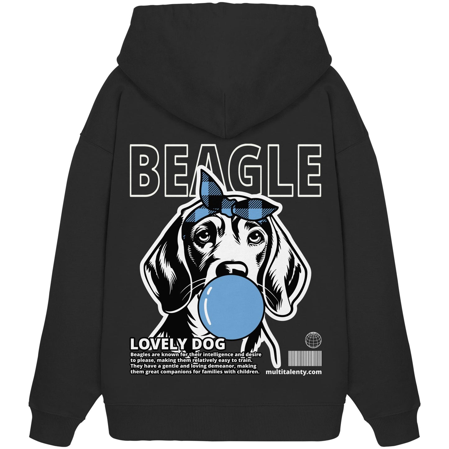 Bubble Gum Beagle (blau)  - Organic Oversize Hoodie