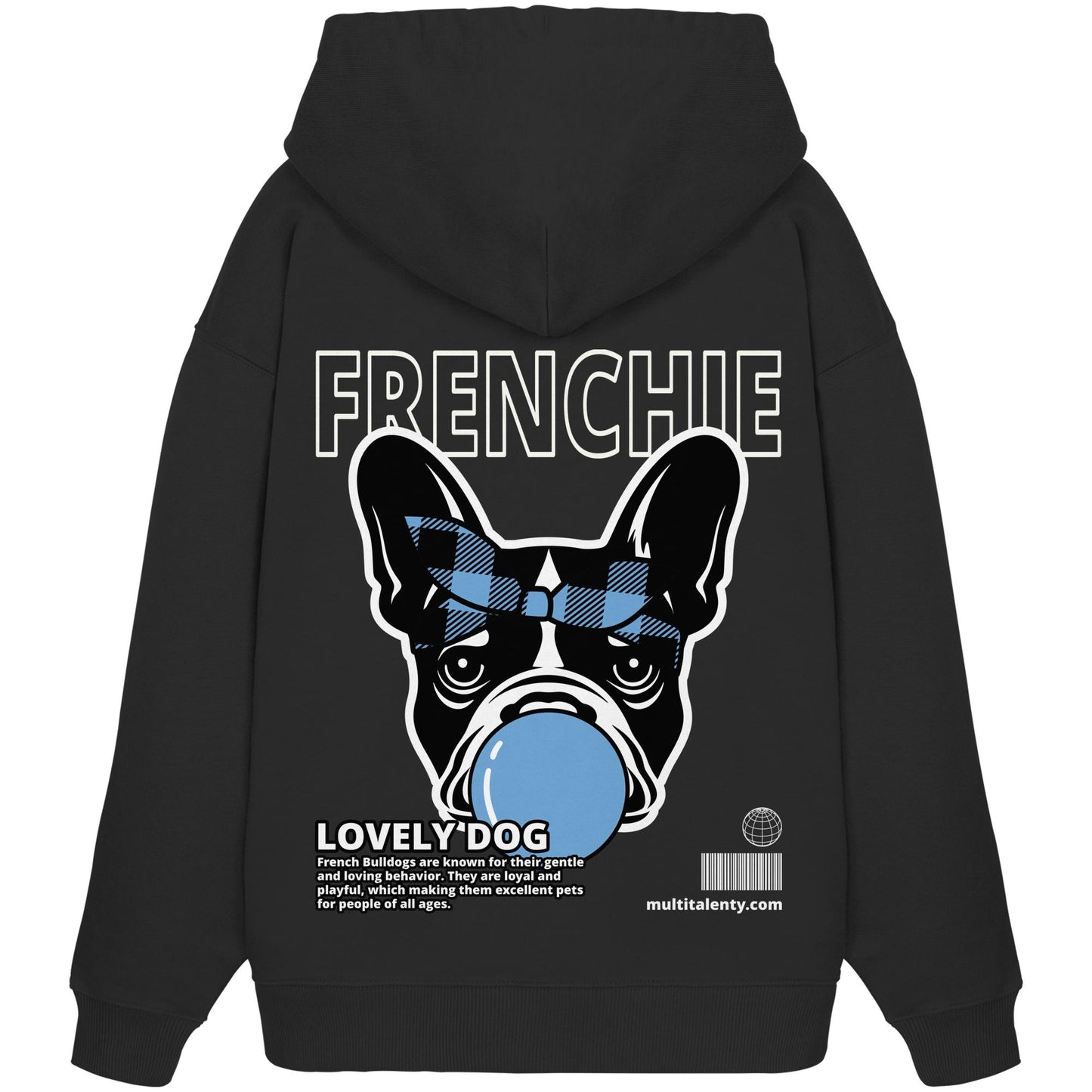 Bubble Gum Frenchie (blau) - Organic Oversize Hoodie