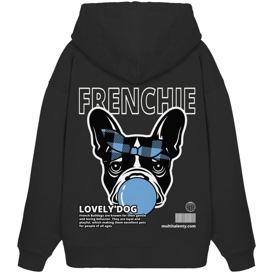 Bubble Gum Frenchie (blau) - Organic Oversize Hoodie