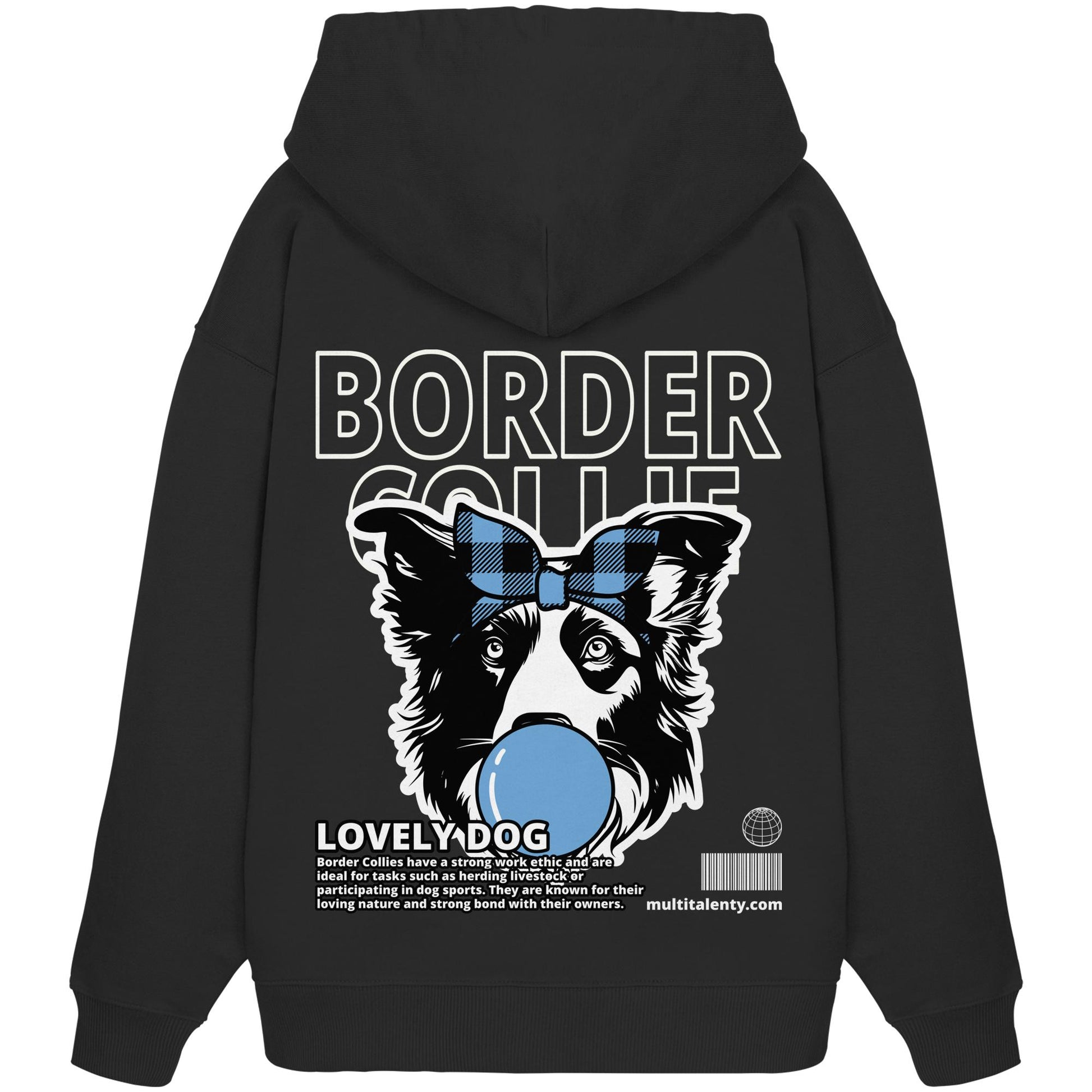 Bubble Gum Border Collie (blau) - Organic Oversize Hoodie
