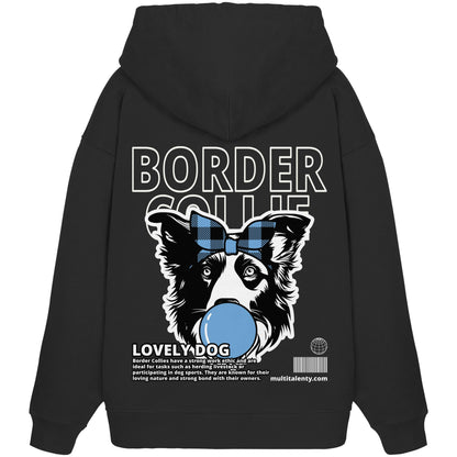 Bubble Gum Border Collie (blau) - Organic Oversize Hoodie