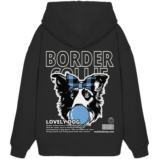 Bubble Gum Border Collie (blau) - Organic Oversize Hoodie
