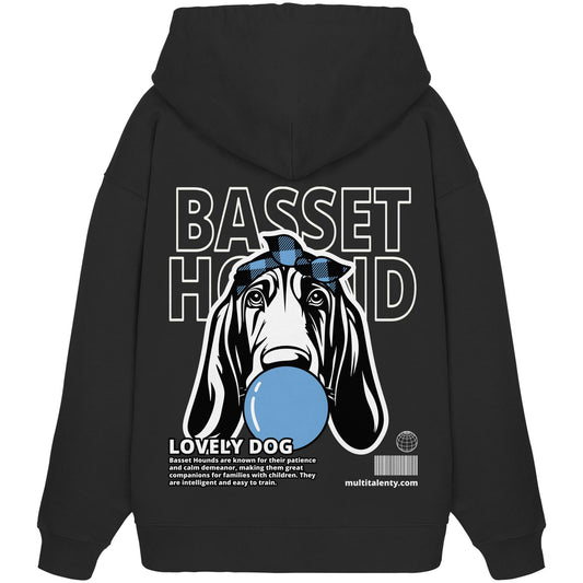 Bubble Gum Basset Hound (blau) - Organic Oversize Hoodie