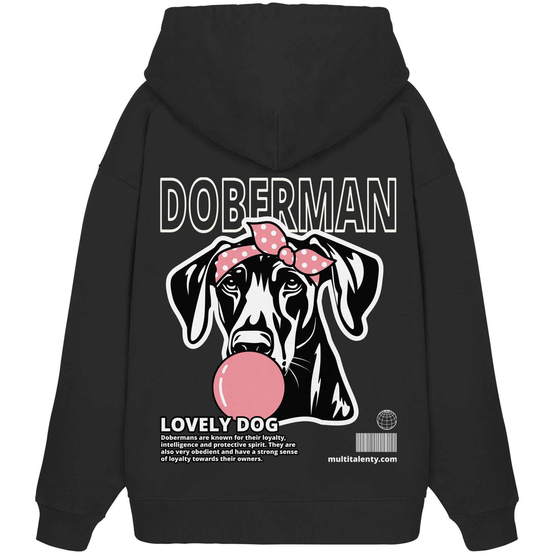 Bubble Gum Doberman (rosa) - Organic Oversize Hoodie