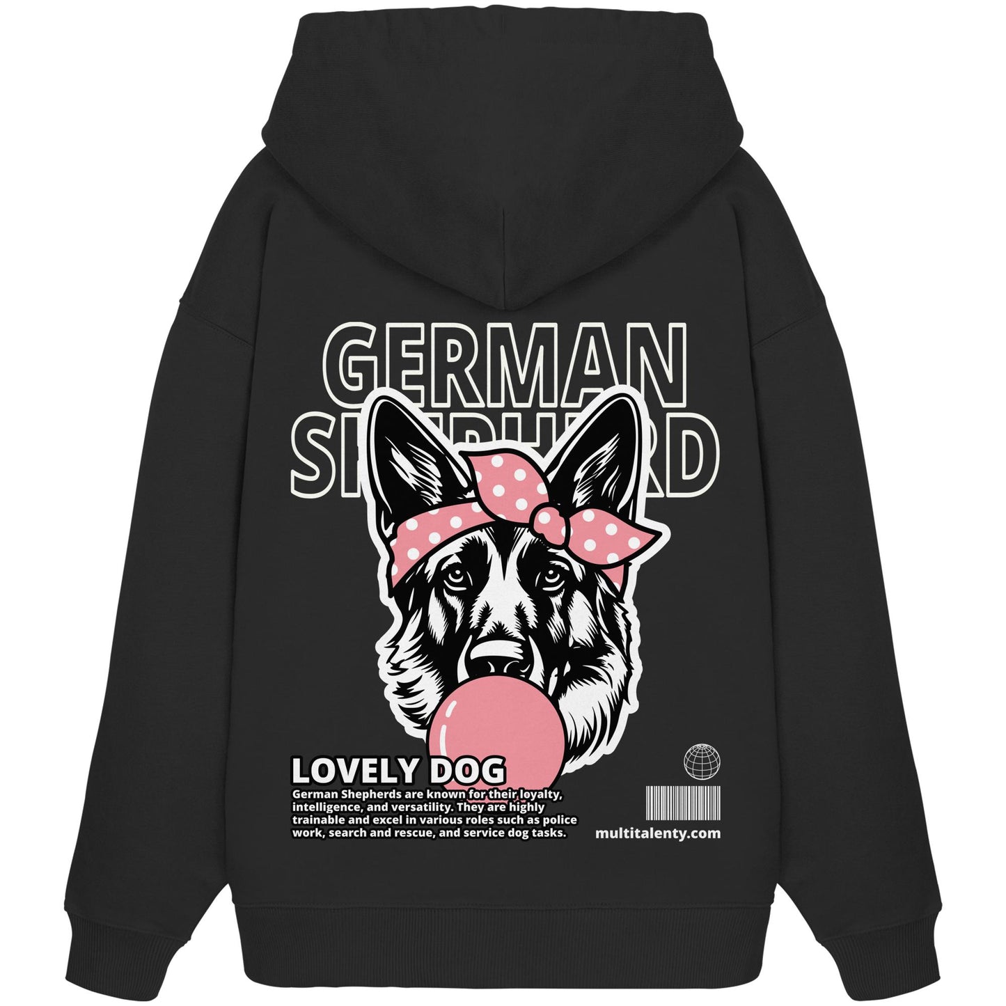 Bubble Gum German Shepherd (rosa) - Organic Oversize Hoodie