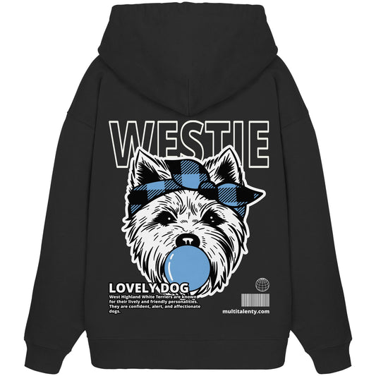 Bubble Gum Westie (blau) - Organic Oversize Hoodie