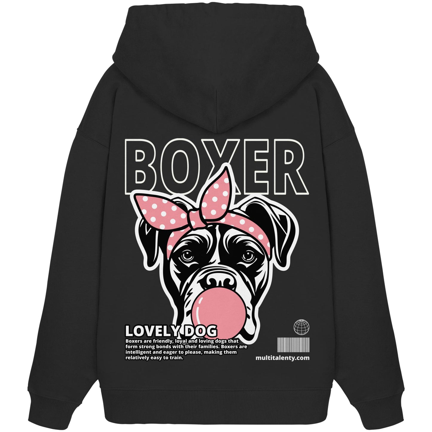 Bubble Gum Boxer (rosa) - Organic Oversize Hoodie