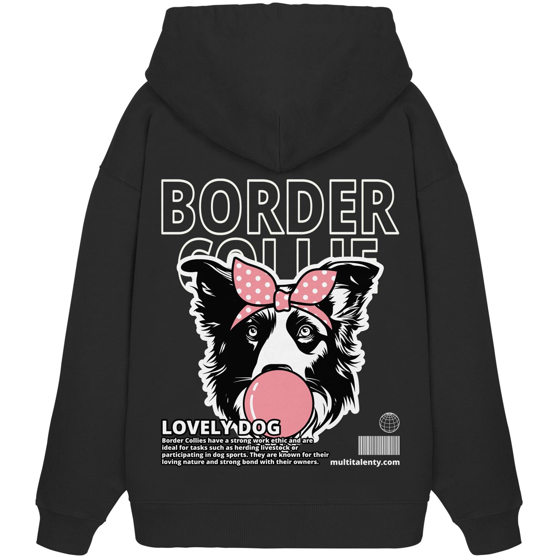 Bubble Gum Border Collie (rosa) - Organic Oversize Hoodie