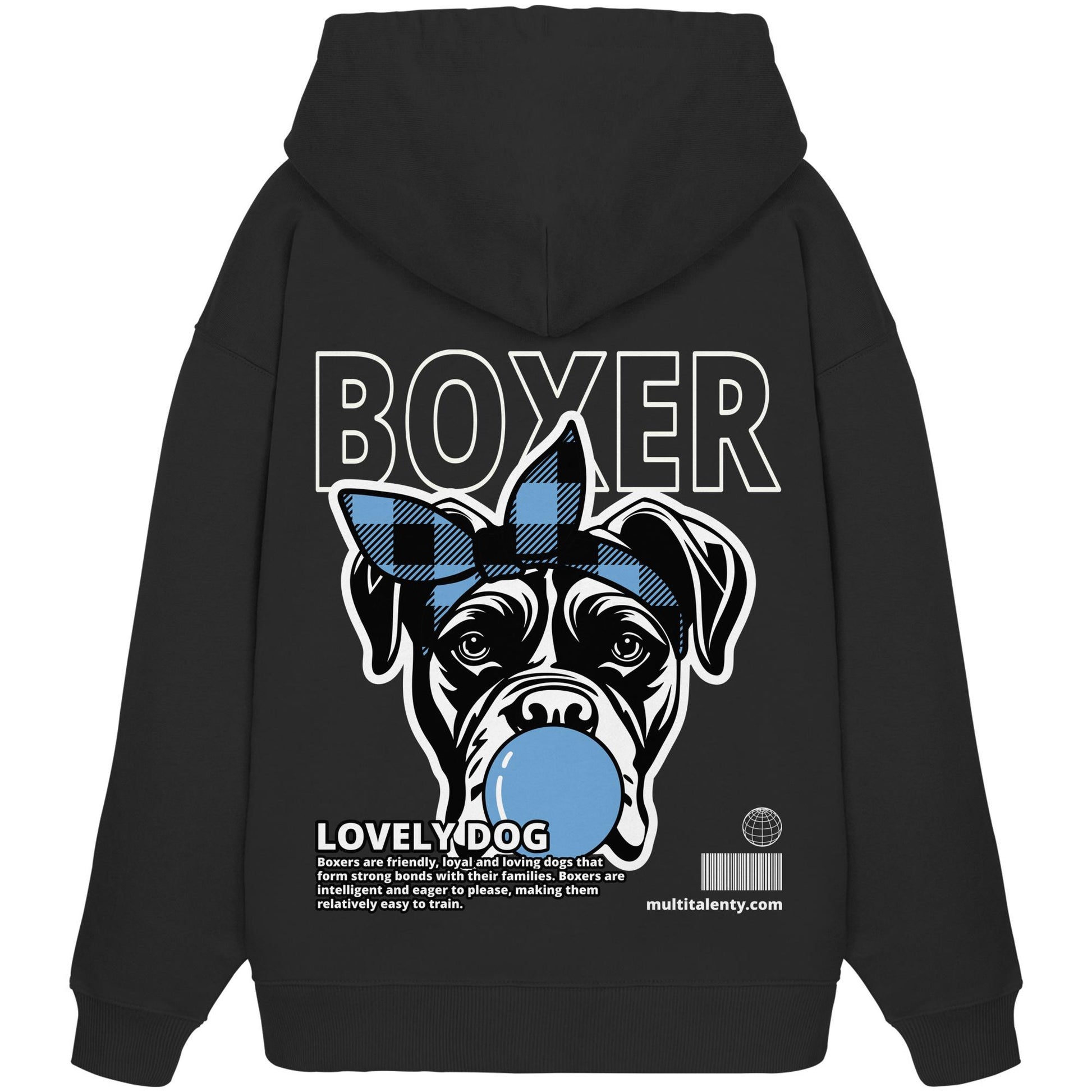 Bubble Gum Boxer (blau) - Organic Oversize Hoodie