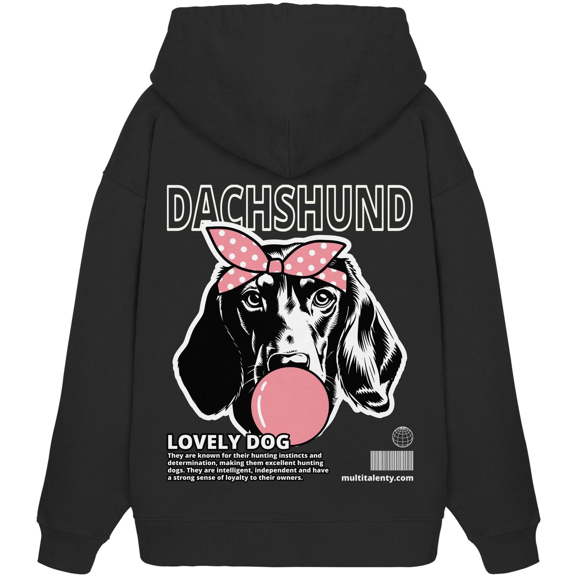 Bubble Gum Dachshund (rosa) - Organic Oversize Hoodie