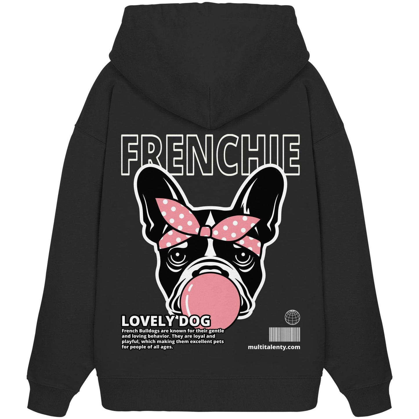 Bubble Gum Frenchie (rosa) - Organic Oversize Hoodie