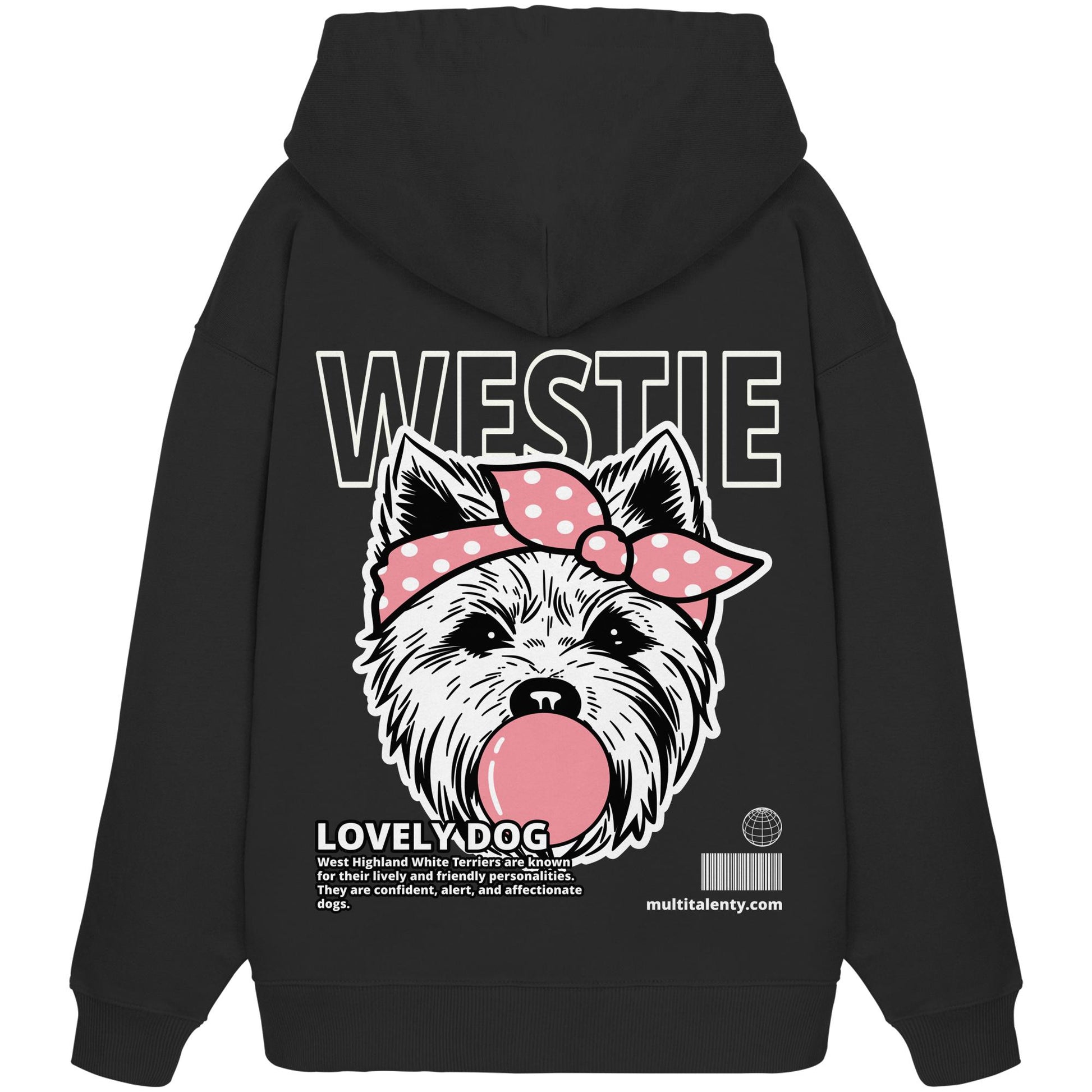 Bubble Gum Westie (rosa) - Organic Oversize Hoodie