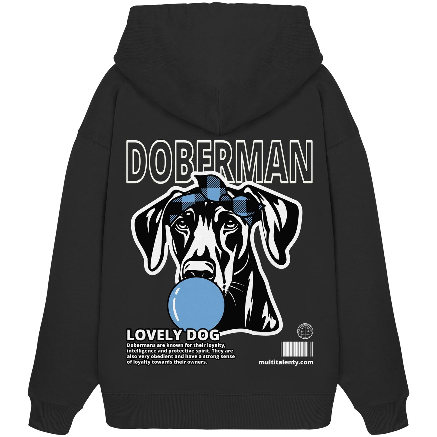 Bubble Gum Doberman (blau) - Organic Oversize Hoodie