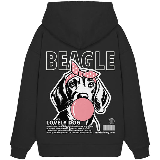 Bubble Gum Beagle (rosa) - Organic Oversize Hoodie