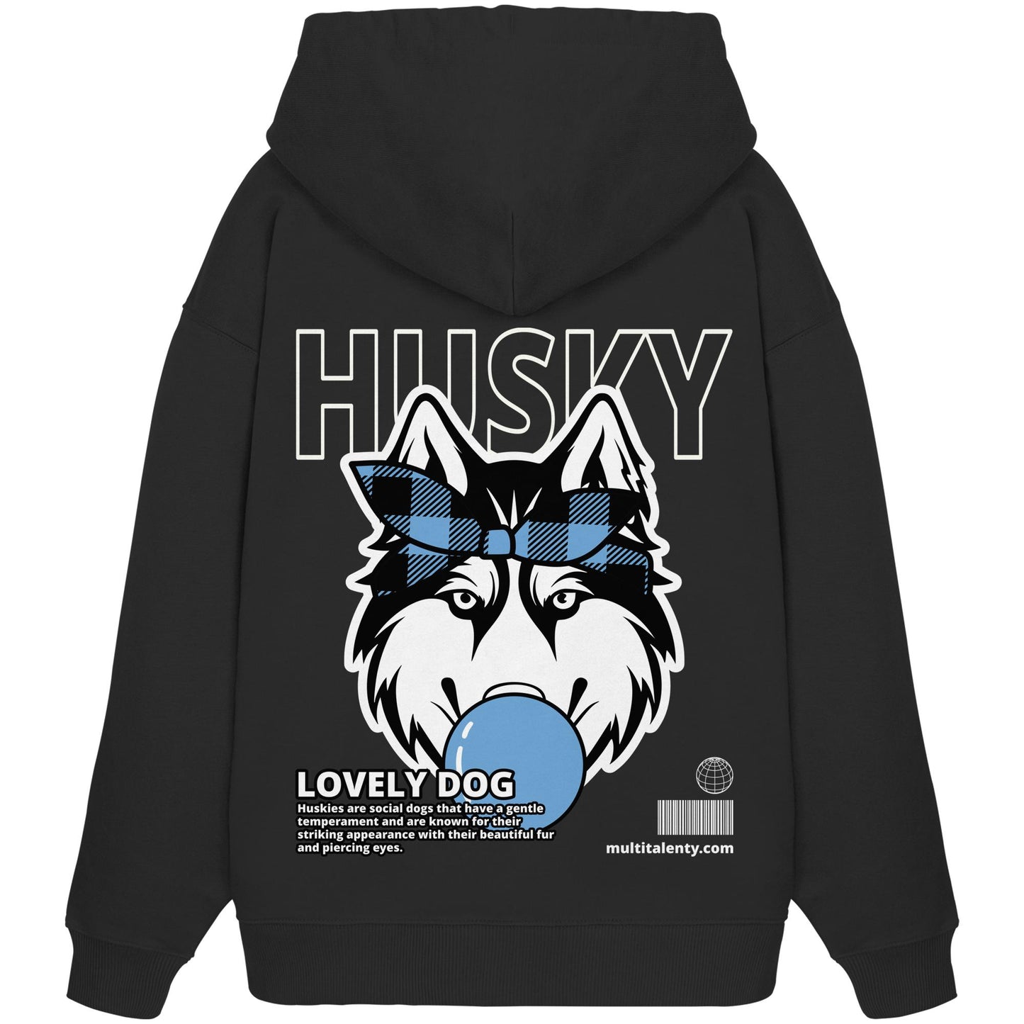 Bubble Gum Husky (blau) - Organic Oversize Hoodie