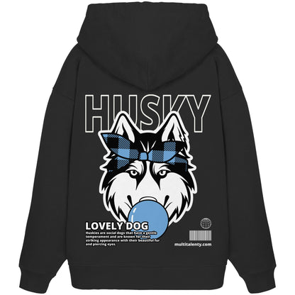 Bubble Gum Husky (blau) - Organic Oversize Hoodie
