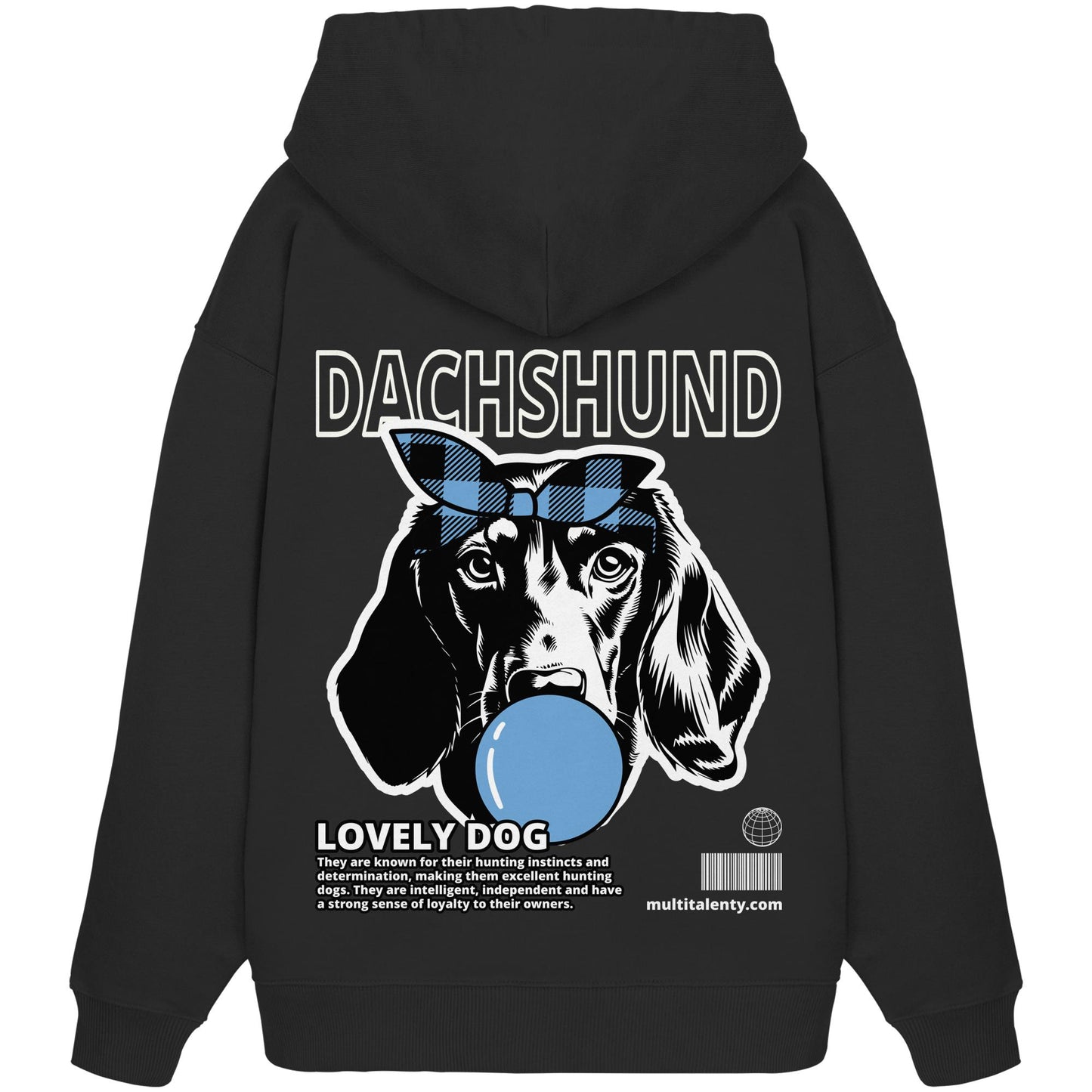 Bubble Gum Dachshund (blau) - Organic Oversize Hoodie