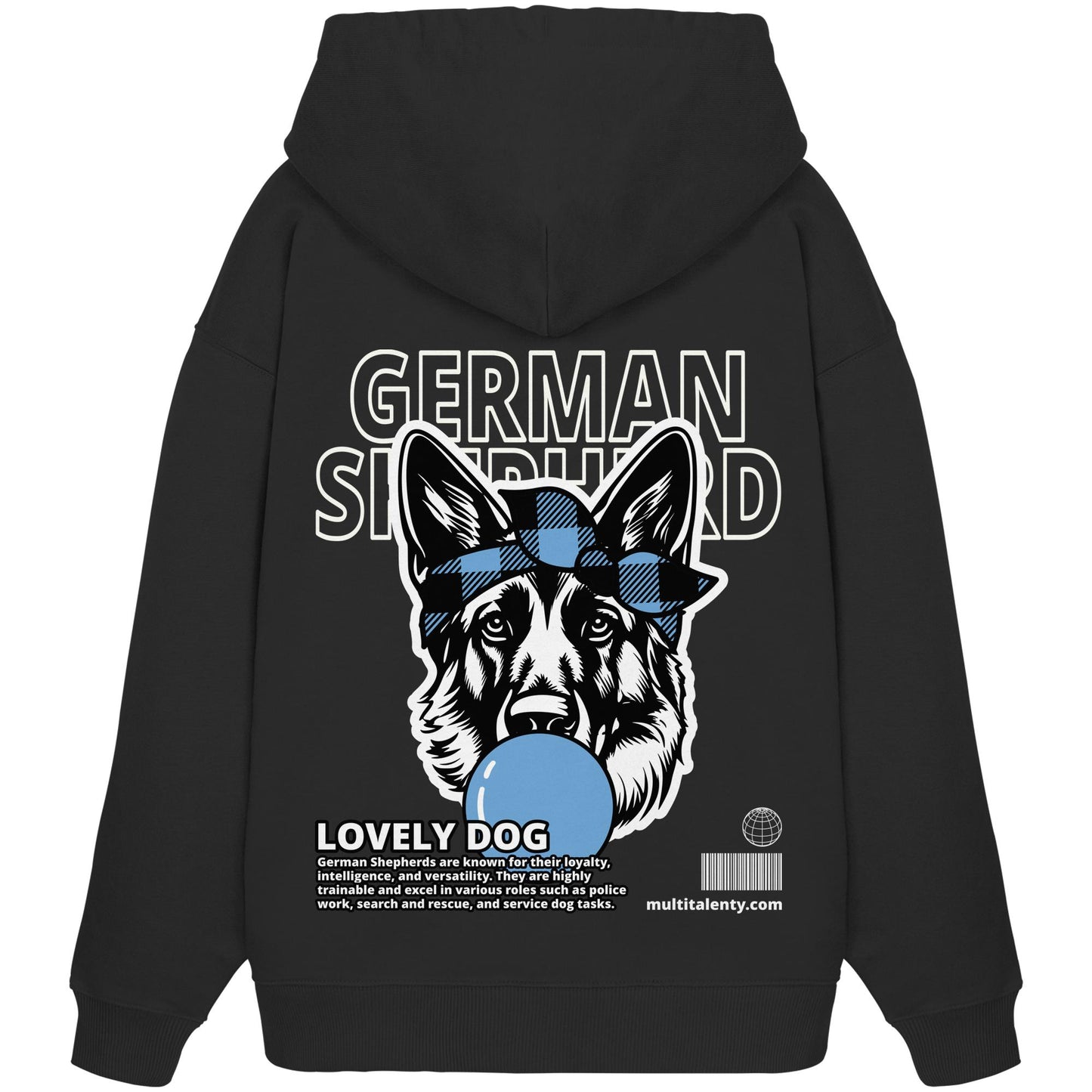Bubble Gum German Shepherd (blau) - Organic Oversize Hoodie