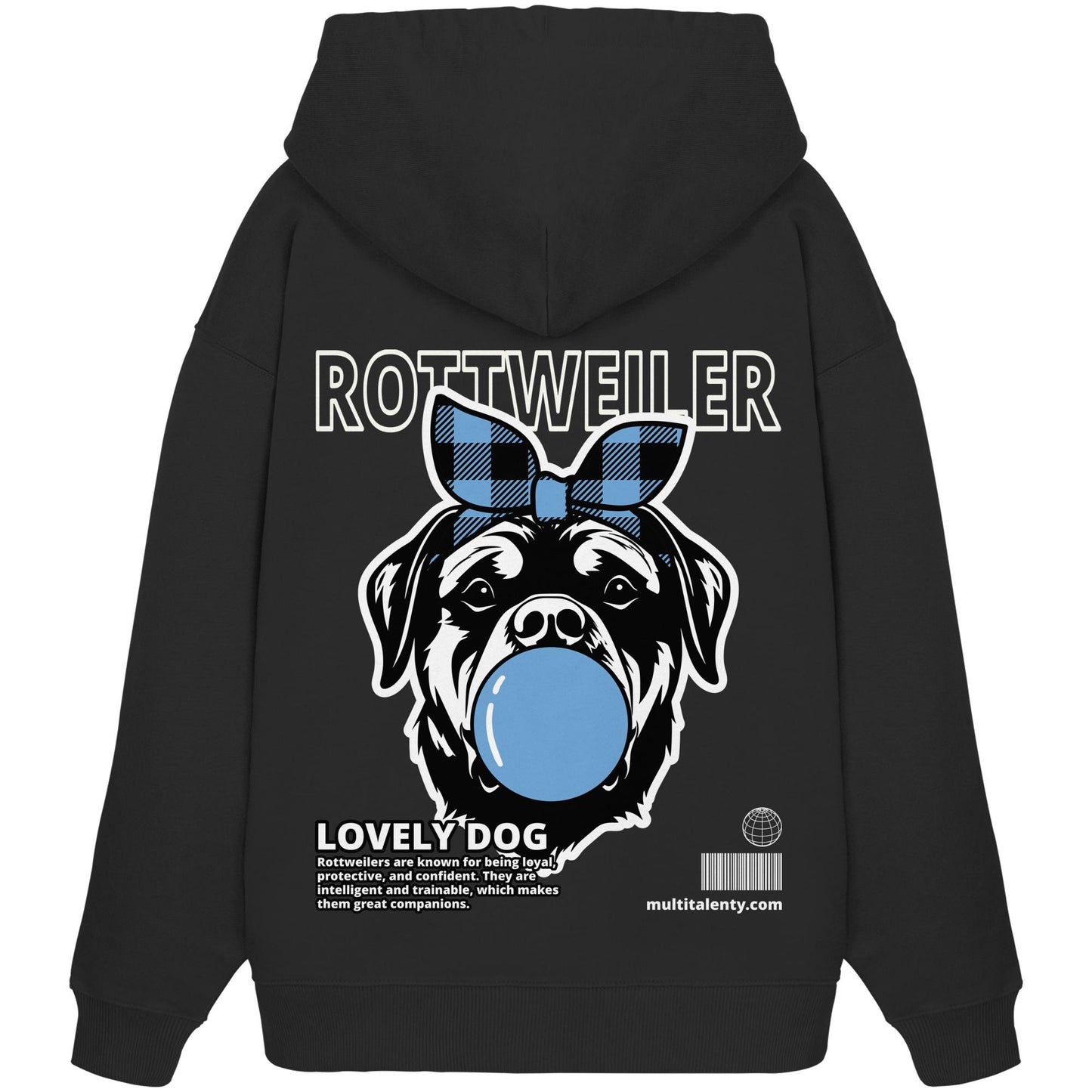 Bubble Gum Rottweiler (blau) - Organic Oversize Hoodie