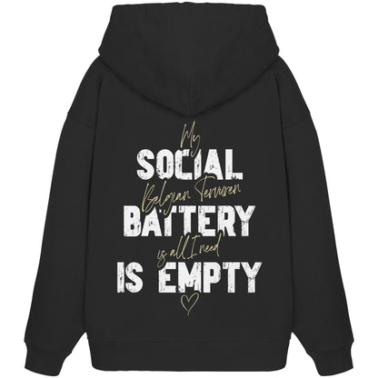 Social Battery Is Empty - Tervueren - Organic Oversize Hoodie