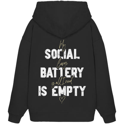 Social Battery Is Empty - Corgi - Organic Oversize Hoodie