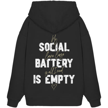 Social Battery Is Empty - Cane Corso - Organic Oversize Hoodie