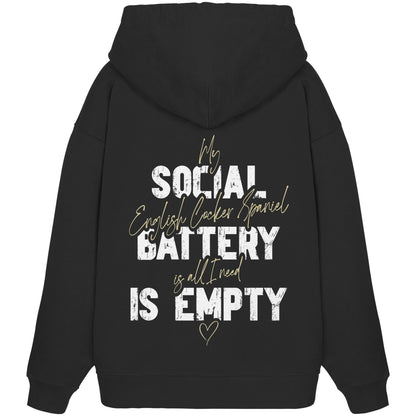 Social Battery Is Empty - English Cocker Spaniel - Organic Oversize Hoodie