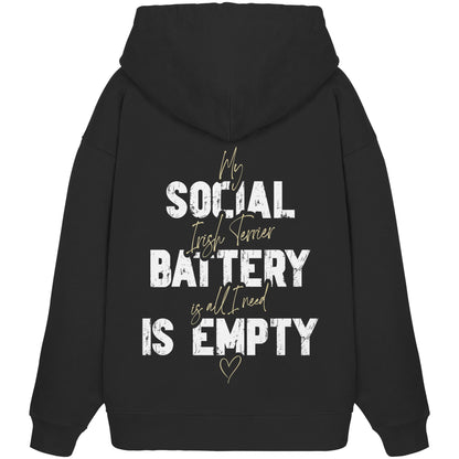 Social Battery Is Empty - Irish Terrier - Organic Oversize Hoodie