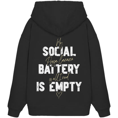 Social Battery Is Empty - Presa Canario - Organic Oversize Hoodie