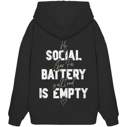 Social Battery Is Empty - Shar-Pei - Organic Oversize Hoodie