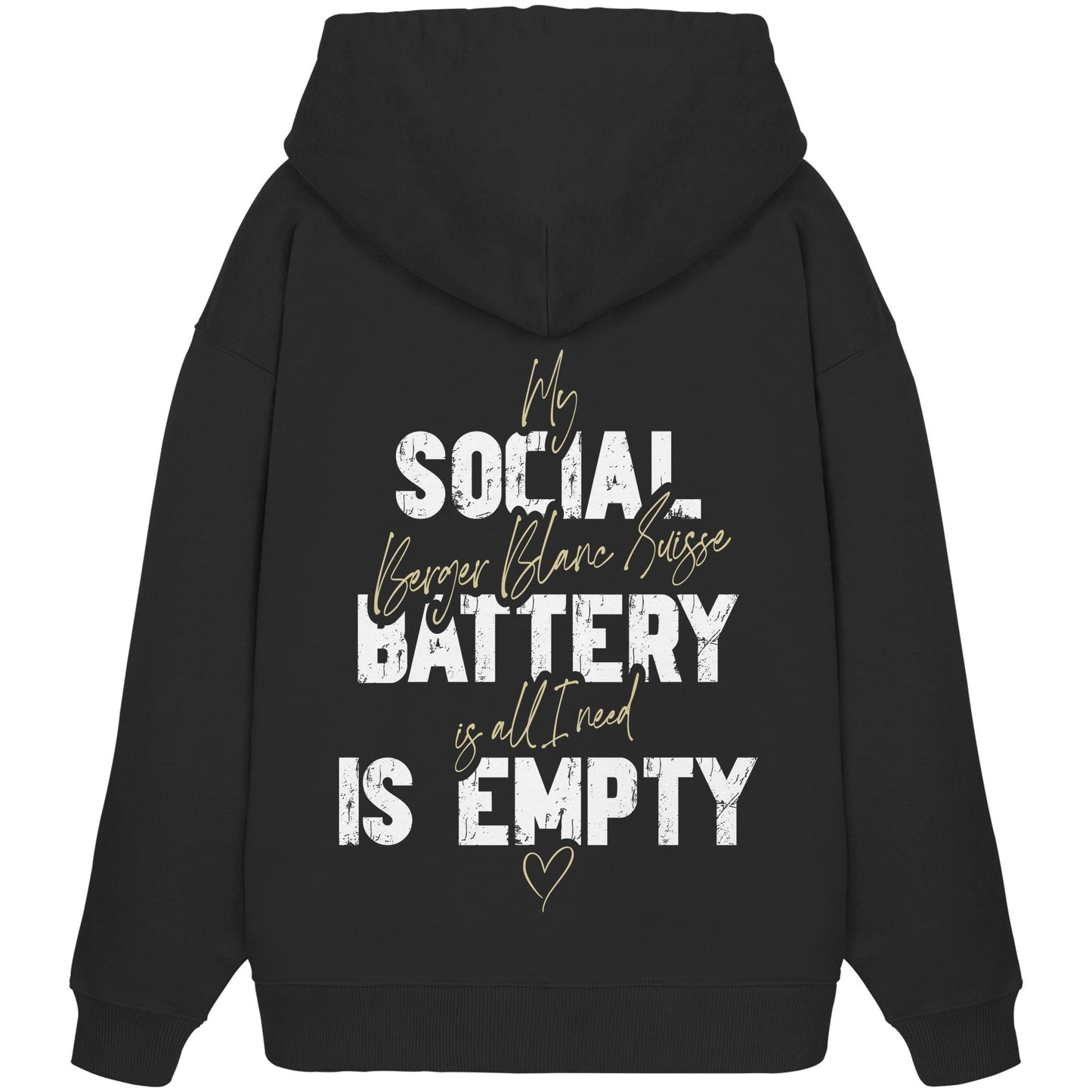 Social Battery Is Empty - Weißer Schäferhund - Organic Oversize Hoodie