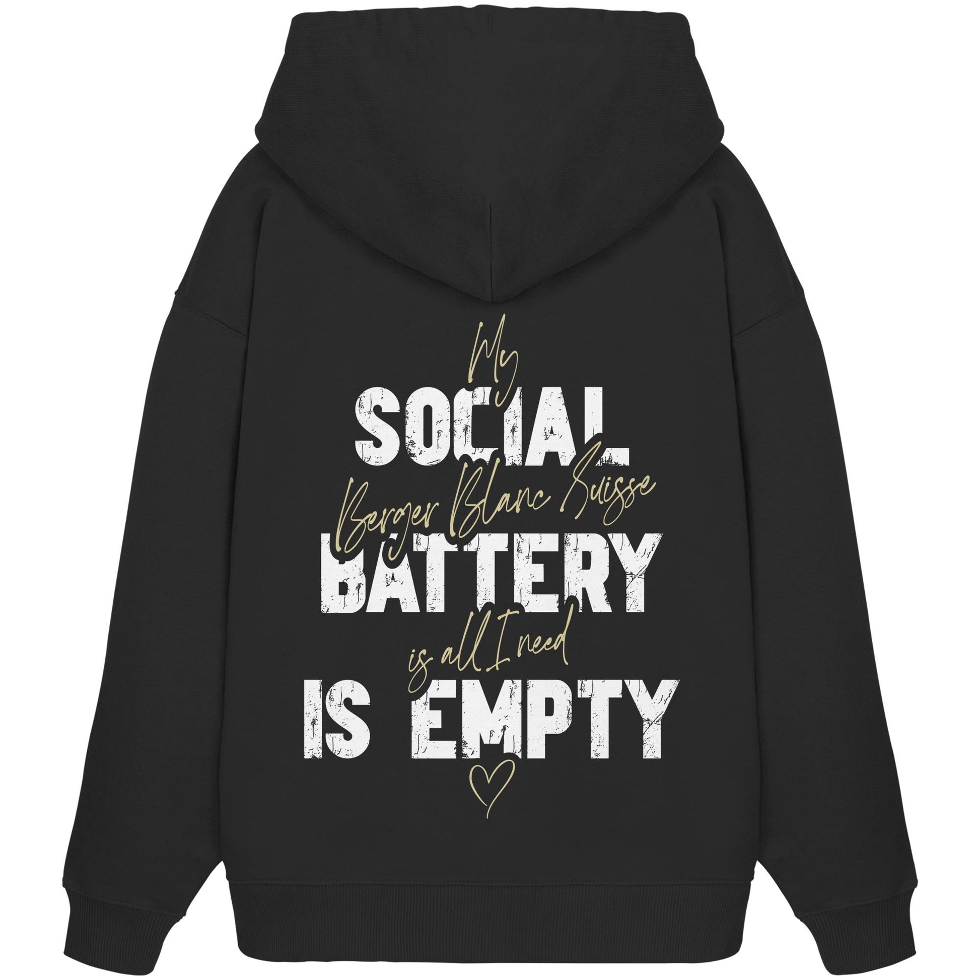 Social Battery Is Empty - Weißer Schäferhund - Organic Oversize Hoodie