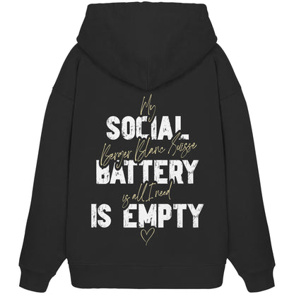 Social Battery Is Empty - Weißer Schäferhund - Organic Oversize Hoodie
