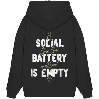 Social Battery Is Empty - Chow Chow - Organic Oversize Hoodie