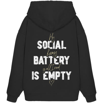 Social Battery Is Empty - Kuvasz - Organic Oversize Hoodie