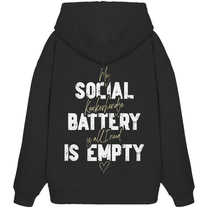 Social Battery Is Empty - Kooikerhondje - Organic Oversize Hoodie