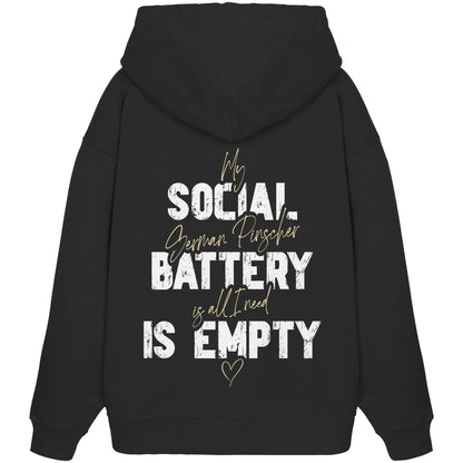 Social Battery Is Empty - Deutscher Pinscher - Organic Oversize Hoodie
