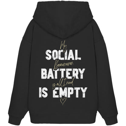 Social Battery Is Empty - Beauceron - Organic Oversize Hoodie