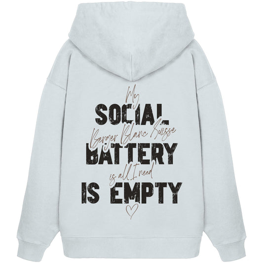 Social Battery Is Empty - Weißer Schäferhund - Organic Oversize Hoodie