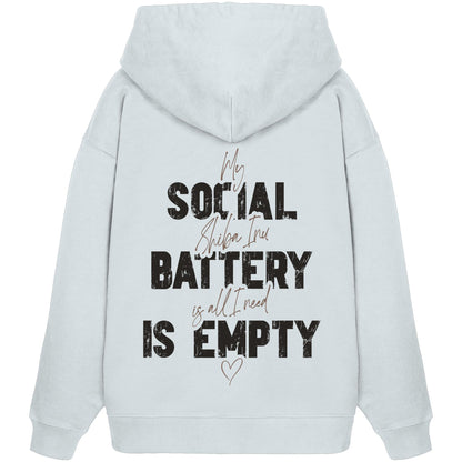 Social Battery Is Empty - Shiba Inu - Organic Oversize Hoodie