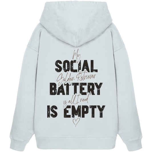 Social Battery Is Empty - Golden Retriever - Organic Oversize Hoodie