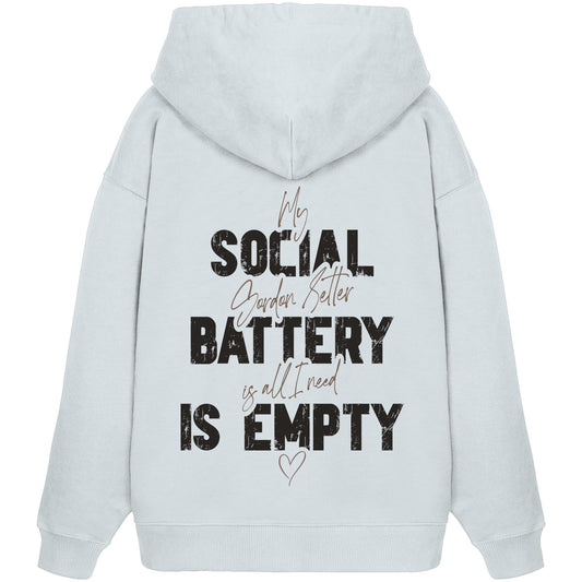 Social Battery Is Empty - Gordon Setter - Organic Oversize Hoodie