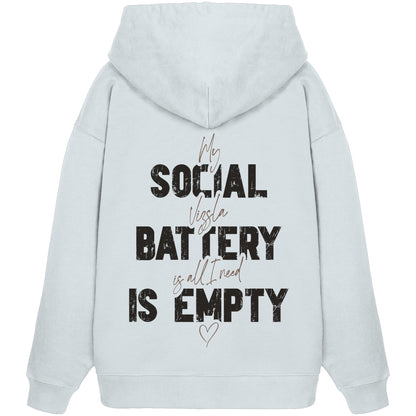 Social Battery Is Empty - Vizsla - Organic Oversize Hoodie