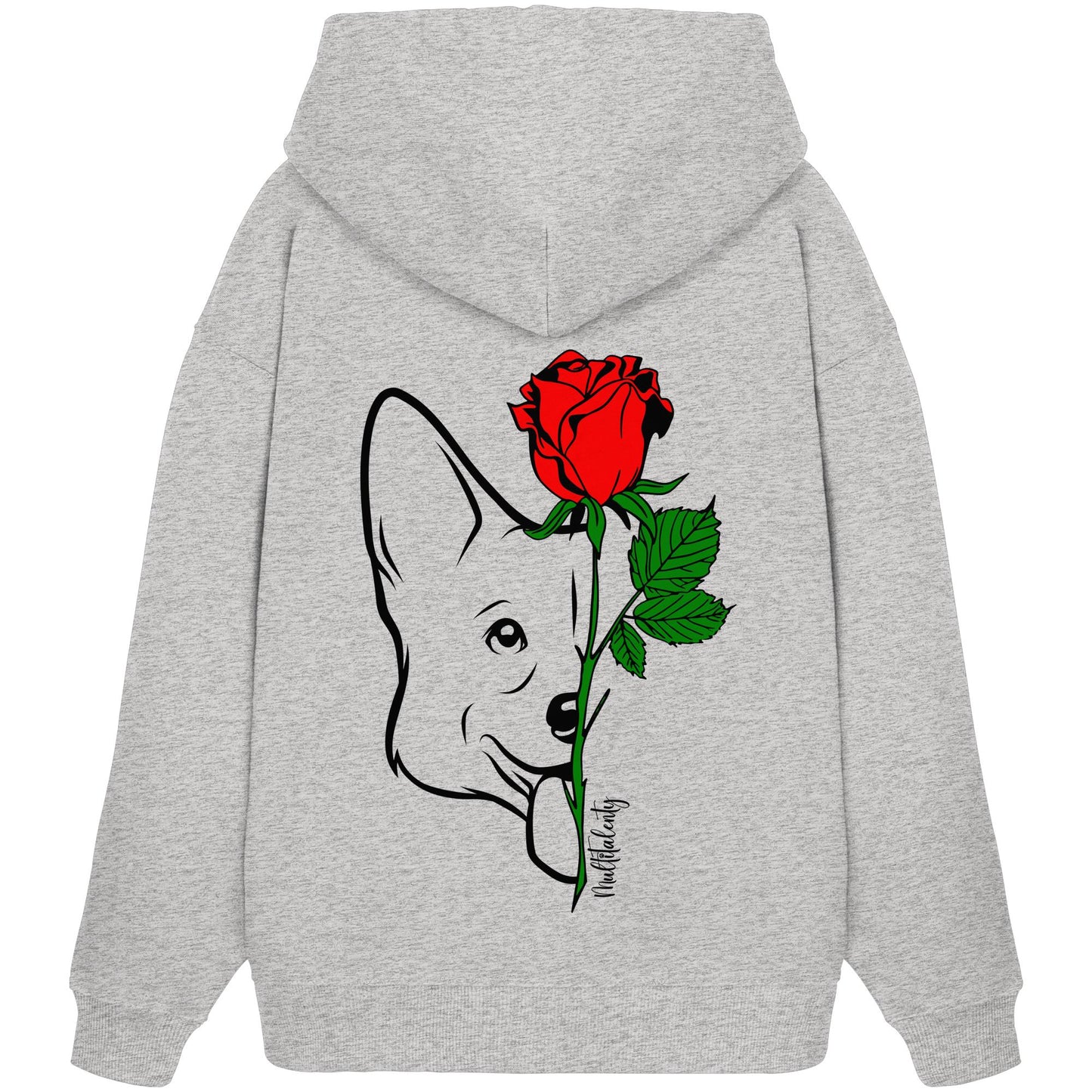 Tattoo Rose - Corgi - Organic Oversize Hoodie