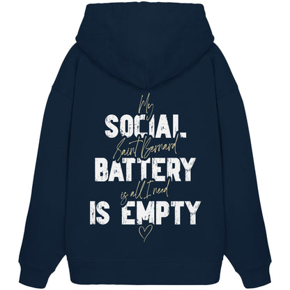 Social Battery Is Empty - Bernhardiner - Organic Oversize Hoodie