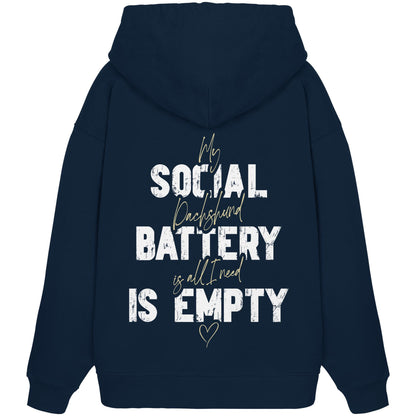 Social Battery Is Empty - Dackel - Organic Oversize Hoodie
